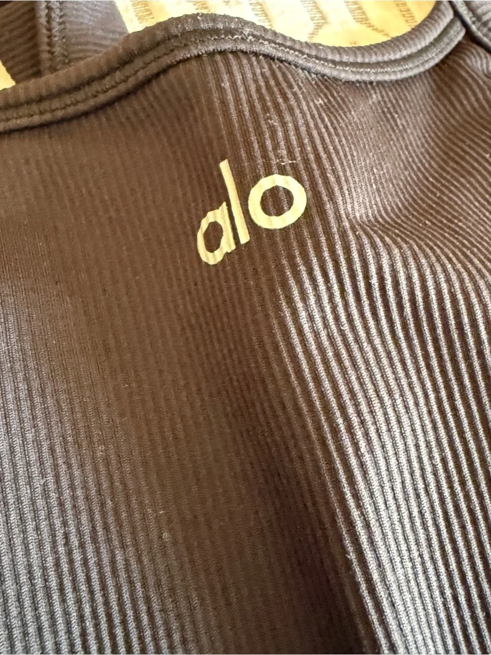 ALO Yoga Black Ribbed Longline Sports Bra